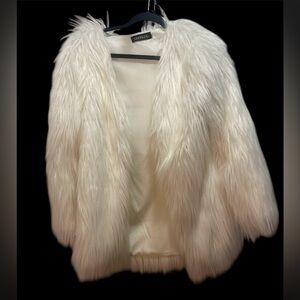 Luxurious White Faux Fur Coat